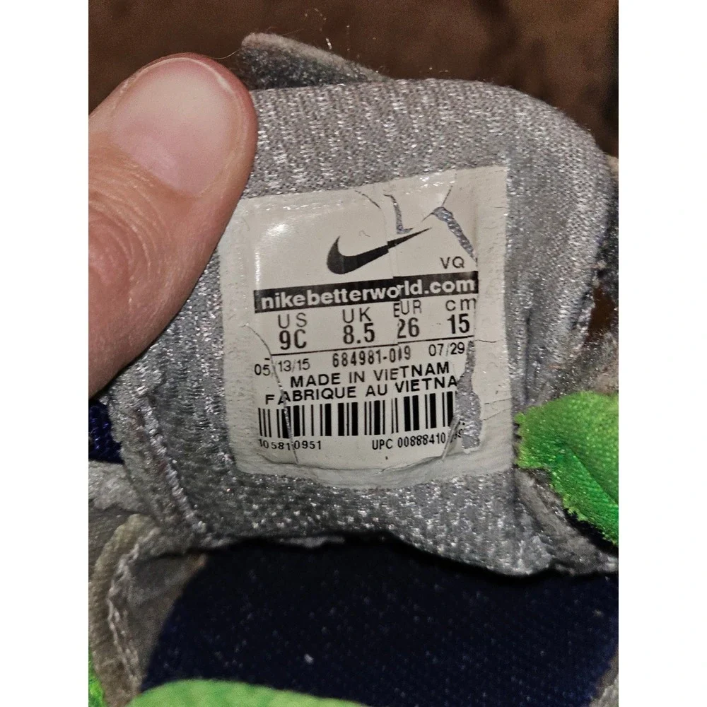 Nike Downshifter 6 Toddler Shoes Size 9C Grey Green Navy 684981-019